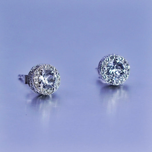 Vintage Sterling 925 silver earrings, studs with cz inlay