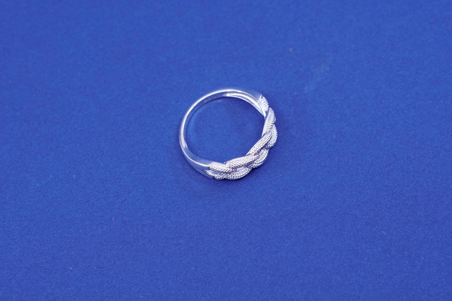 Size 8, vintage RJ Sterling silver handmade ring, 925 texture chain band