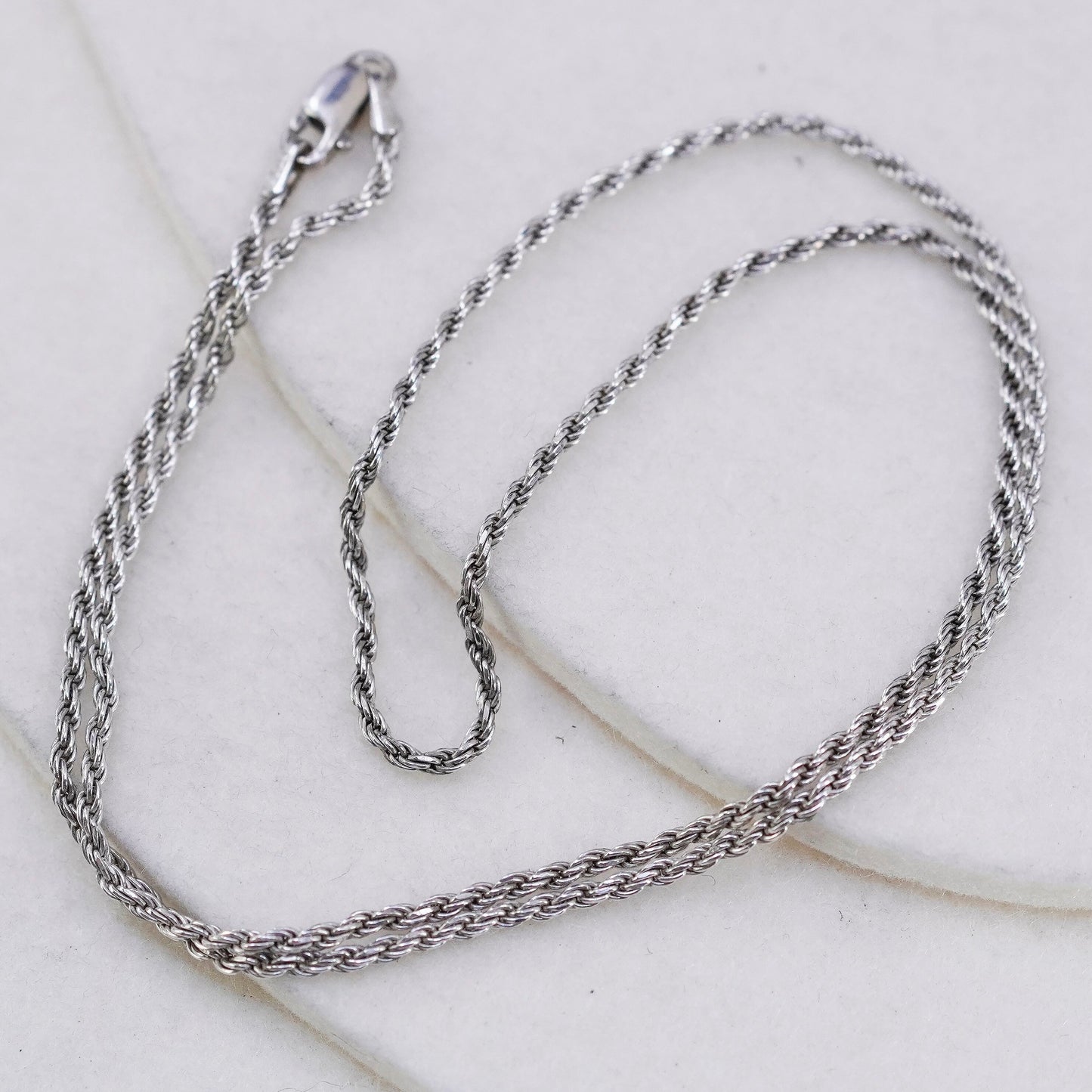 20” 2mm, vintage Sterling 925 silver rope chain necklace