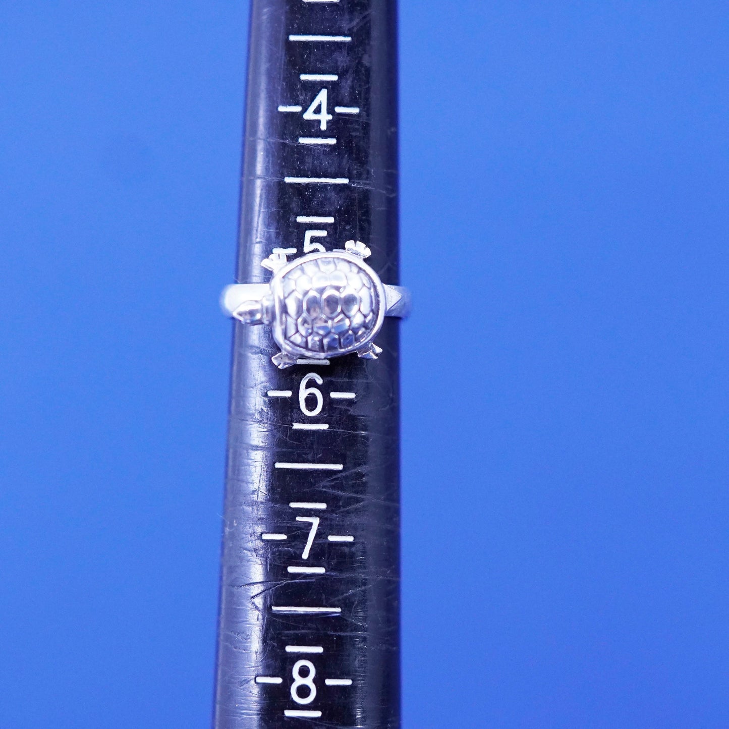 Size 5.25, vintage Sterling silver handmade ring, 925 turtle ring