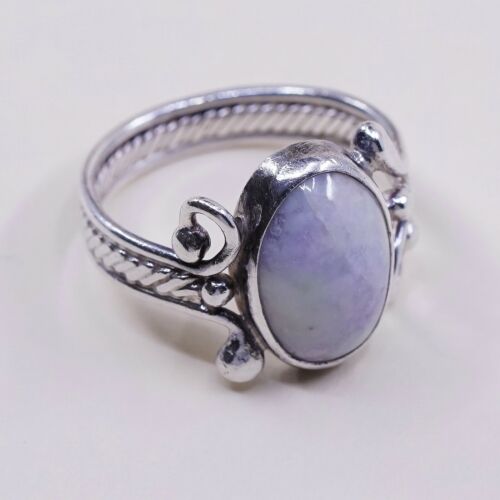 Sz 7.5, Handmade Ring in Sterling 925 Silver N Howlite Stone, Silver Tested