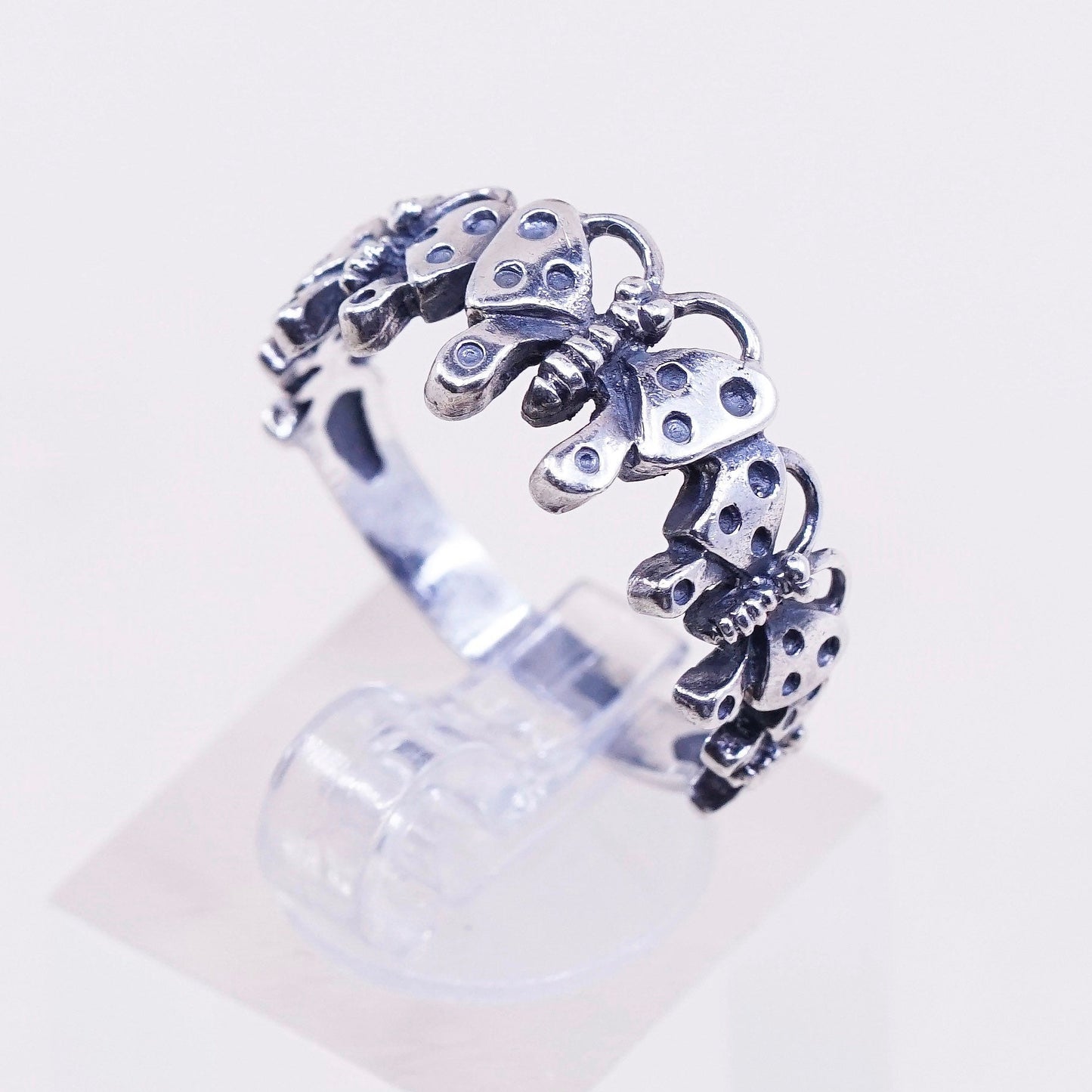 Size 9, vintage SE Sterling silver handmade ring, 925 butterfly band