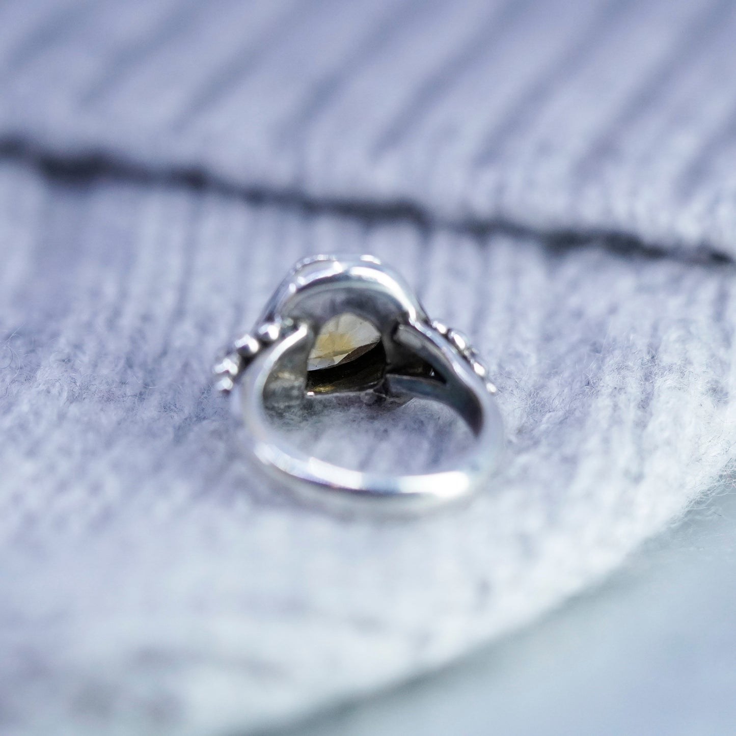 Size 6.25, vintage sterling 925 silver ring, handmade band with citrine