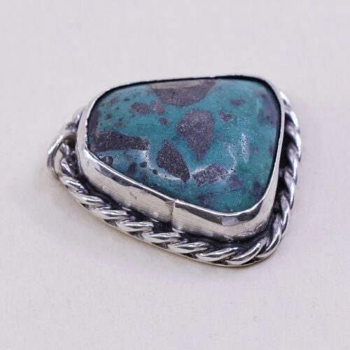 Vtg Native Alerocan Sterling 925 Silver Navajo Pendant W/ Candelaria Turquoise
