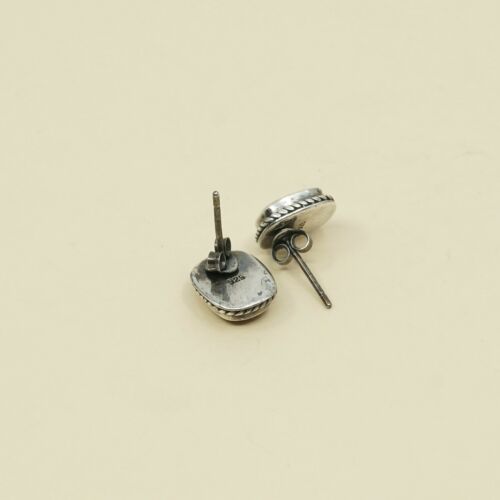Vintage Sterling Silver Handmade Earrings, 925 Silver Studs W/ Obsidian