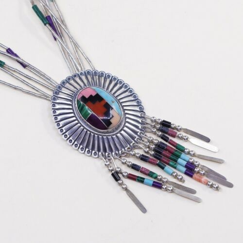 18”, Q.T Sterling handmade necklace, 925 Liquid Silver Multi Strands W/ Pendant