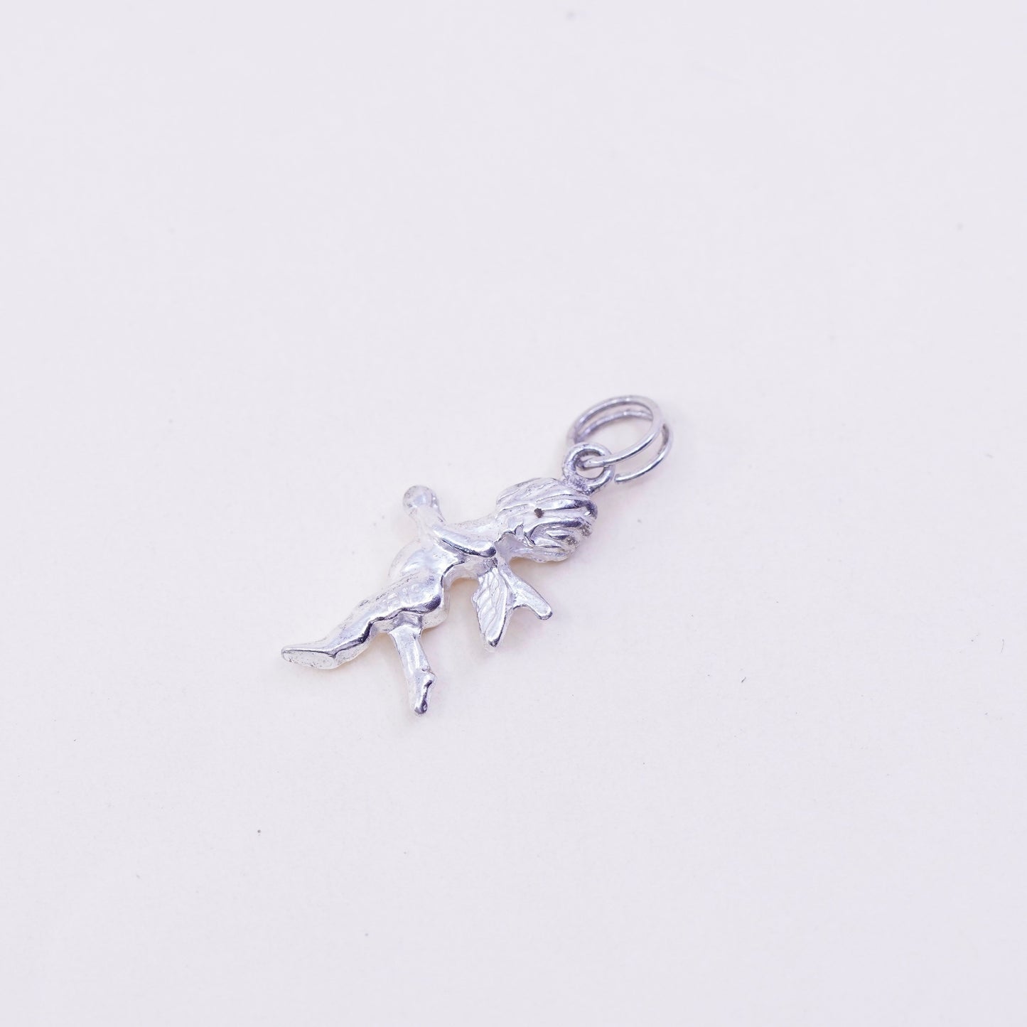 Vintage sterling silver handmade pendant, 925 angel charm
