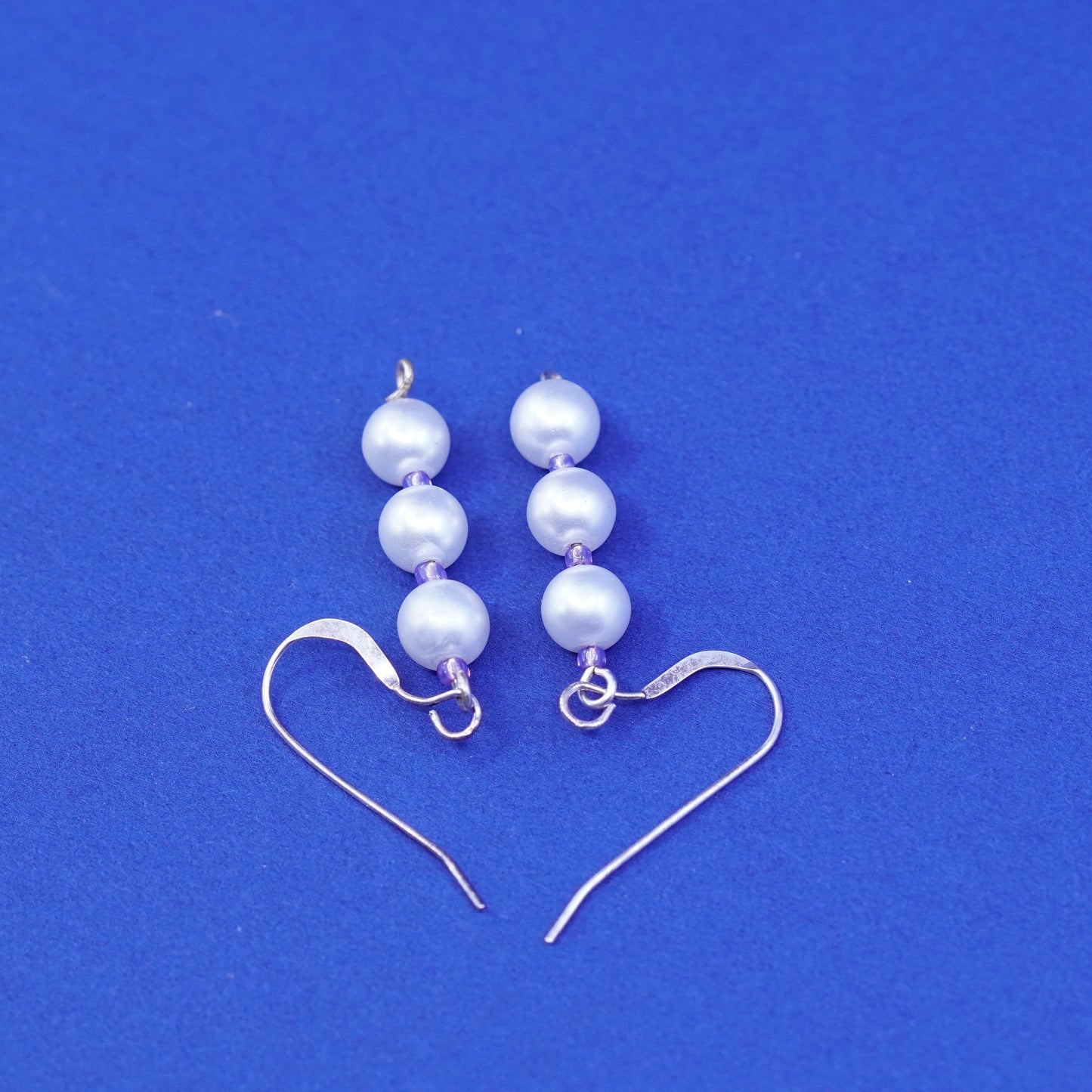 Vintage Sterling silver handmade earrings, 925 hooks with pearl drops