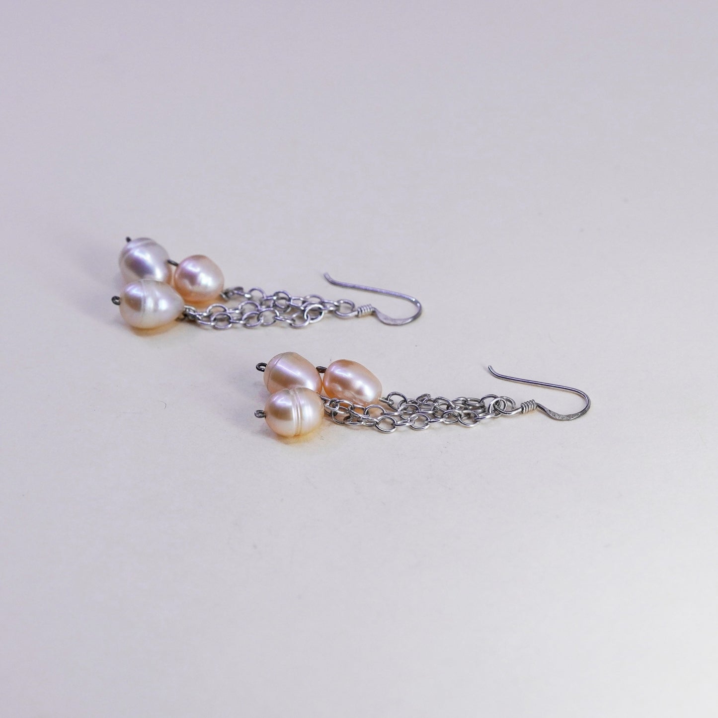 Vintage Sterling 925 silver handmade earrings with pearl drops