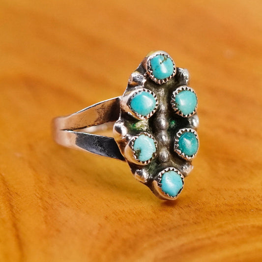 Size 5, vtg Native American Sterling 925 silver ring, navajo jewelry turquoise