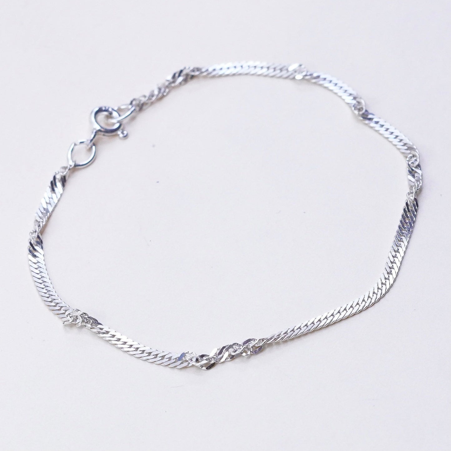 6.75”, 2mm, Vintage sterling silver bracelet, twisted curb link bracelet