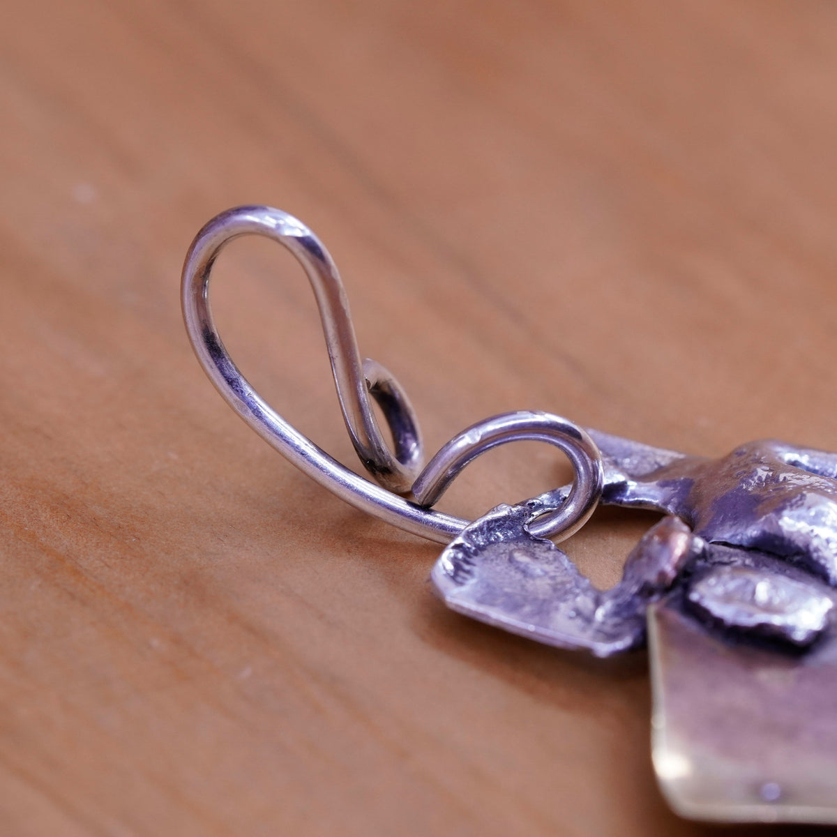 Vintage Sterling silver handmade pendant, 925 freeform pendant