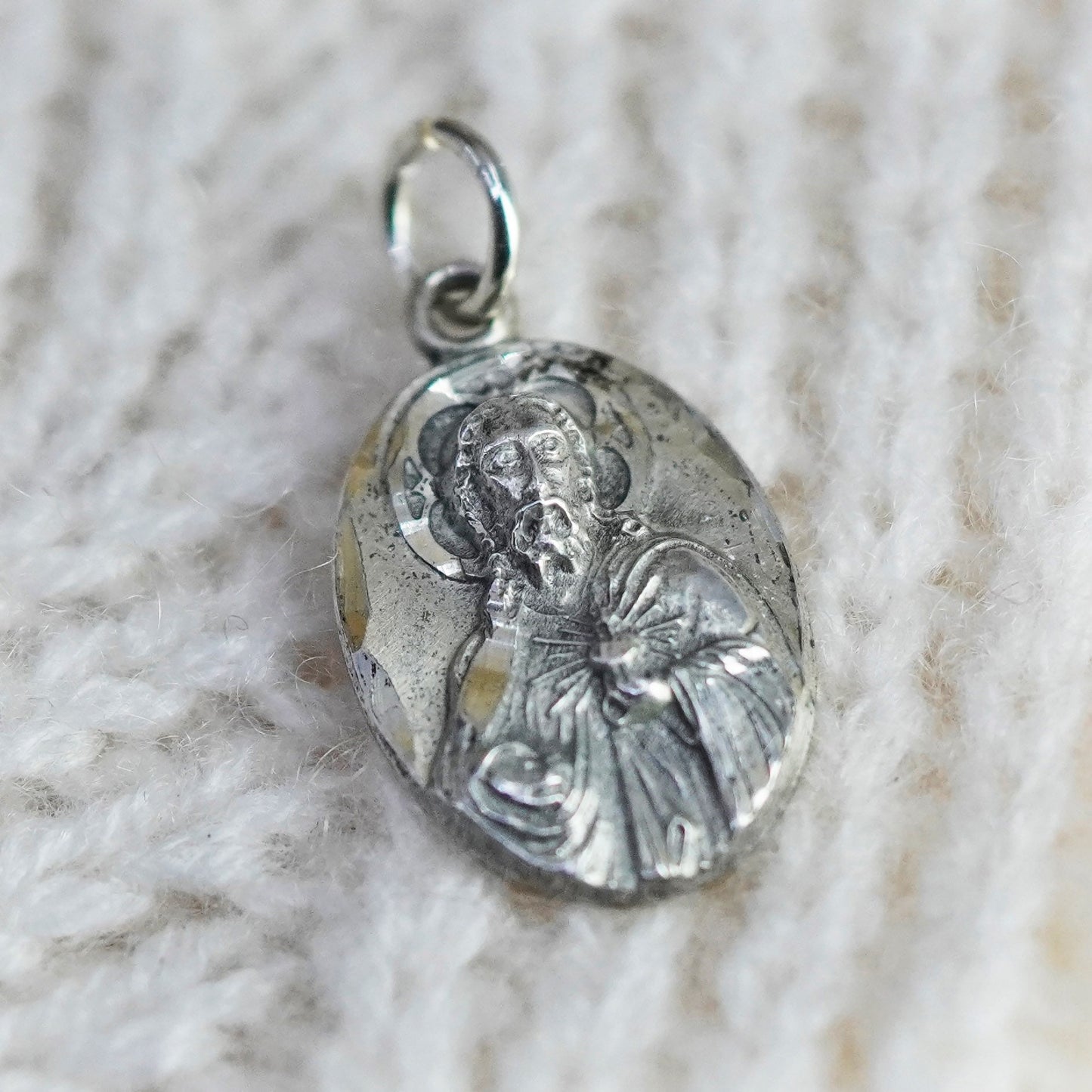sterling silver cross pendant, 925 bracelet charm, Christian, Catholic, Jesus