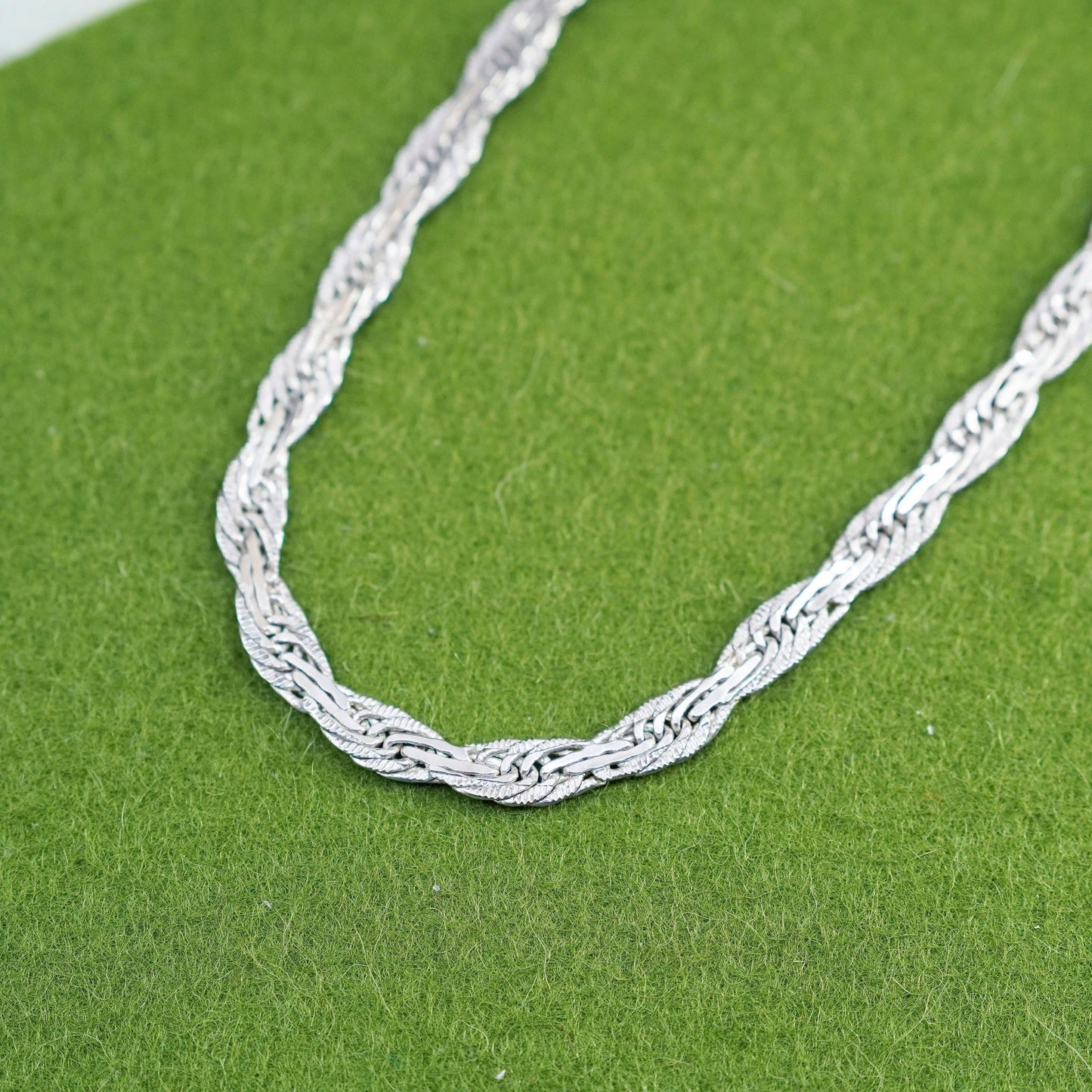 24”, 6mm, Vintage sterling 925 silver flatten nugget chain, necklace