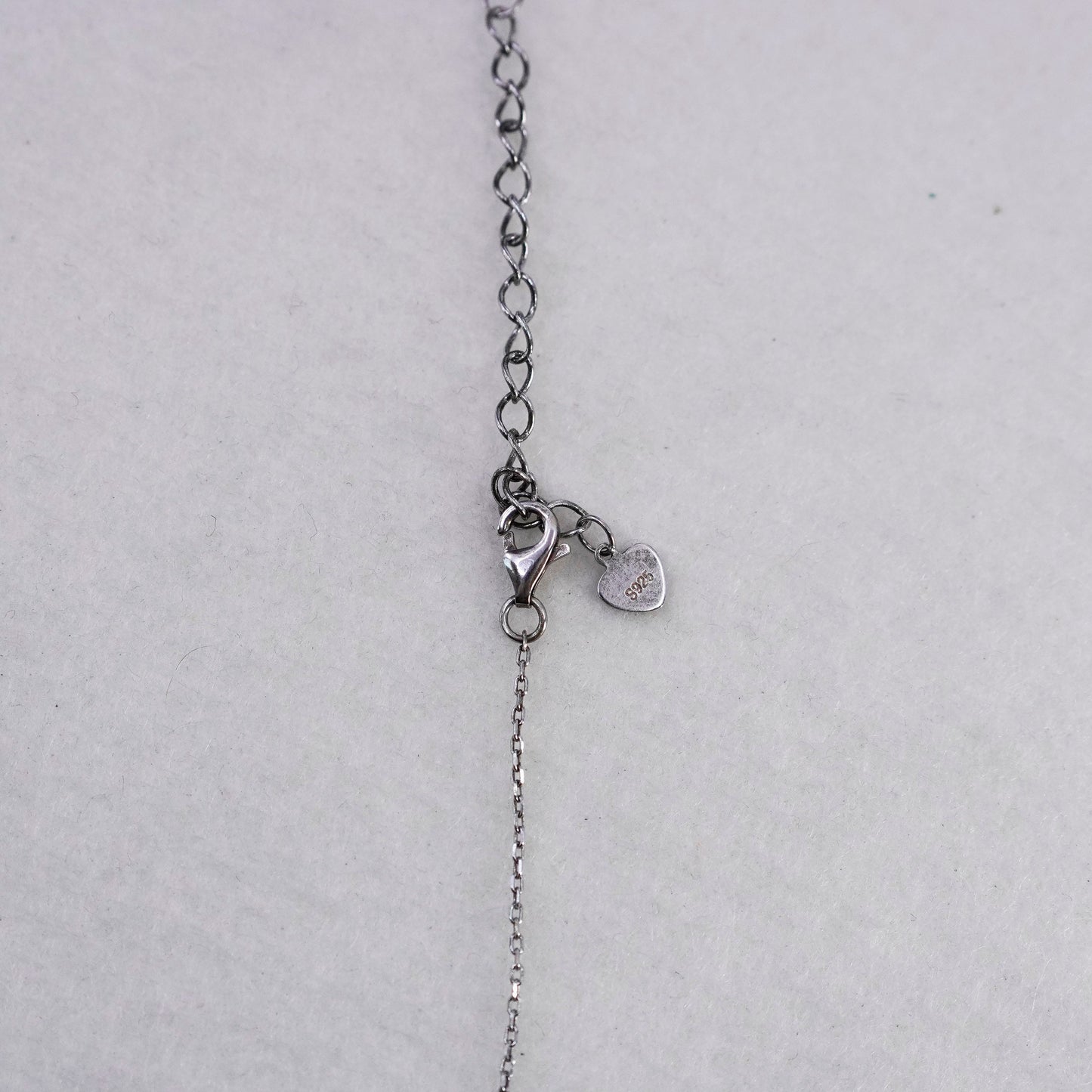 18+2”, Sterling 925 silver circle necklace cz heart pendant “love you forever