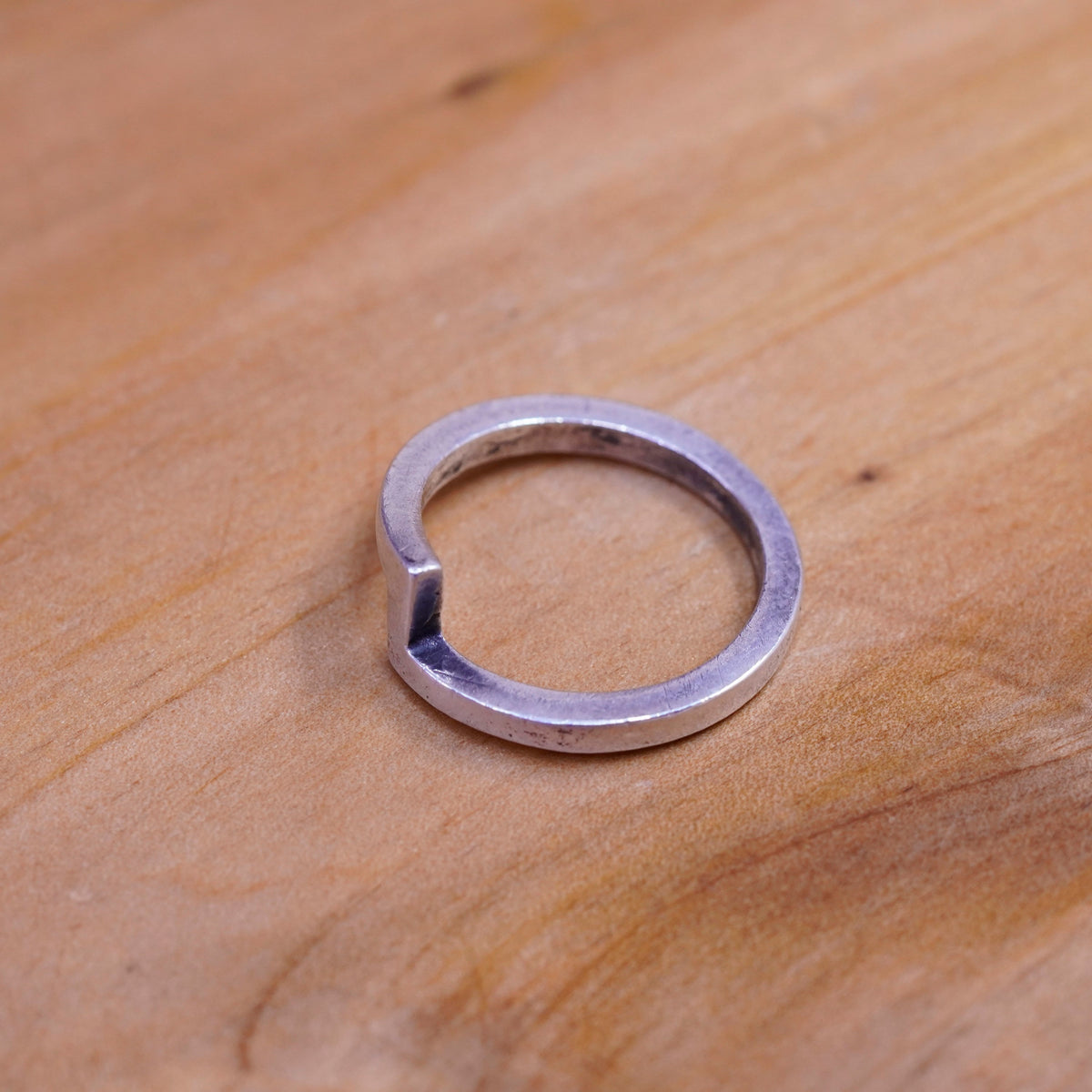 Size 6, vintage Sterling silver handmade ring, modern bold edgy 925 band