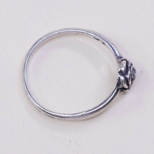 Size 5.25, Shube Sterling 925 Silver Handmade Rose Bud Flower Band Ring