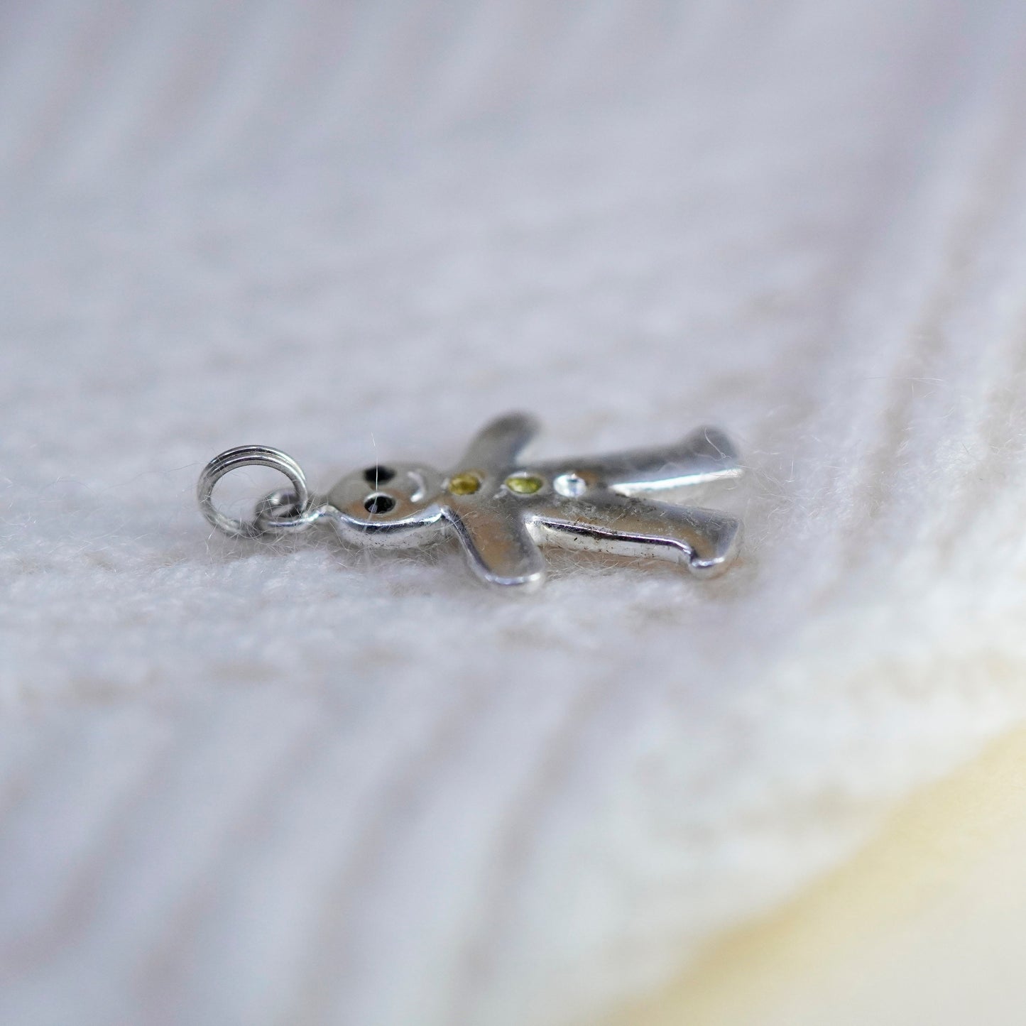 Vintage sterling silver handmade pendant, 925 gingerbread man charm