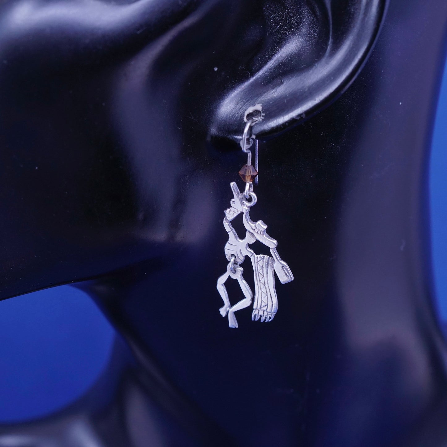 sterling silver handmade earrings, 925 Mexican día de los muertos skull dangles