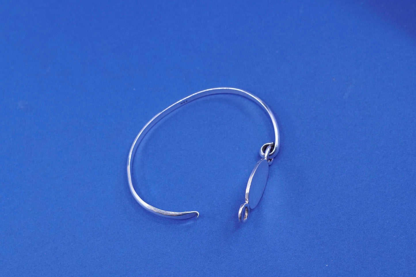 7.25”, vintage Sterling silver handmade bracelet, 925 bangle with blank disc