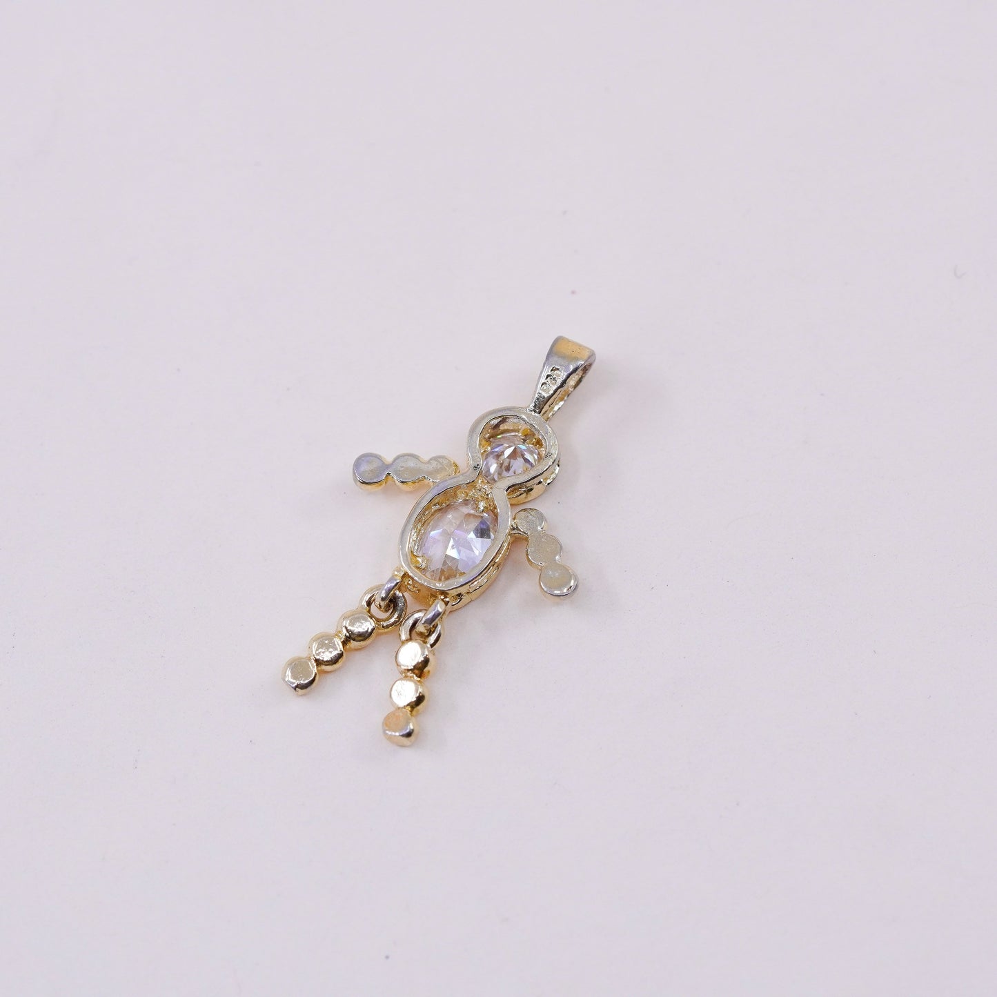 vermeil gold filled sterling 925 silver birthstone pendant boy figure charm cz