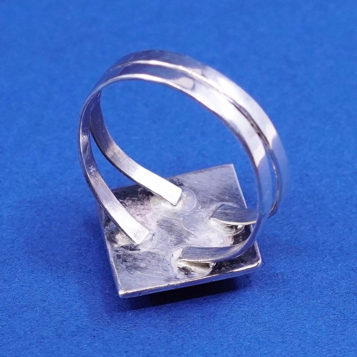 sz 10.5, vtg zuni sterling silver handmade ring, 925 w/ turquoise southwestern