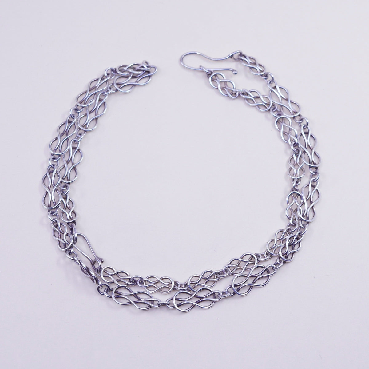 21”, 9mm, Vintage sterling silver entwined link chain, Italy 925 necklace
