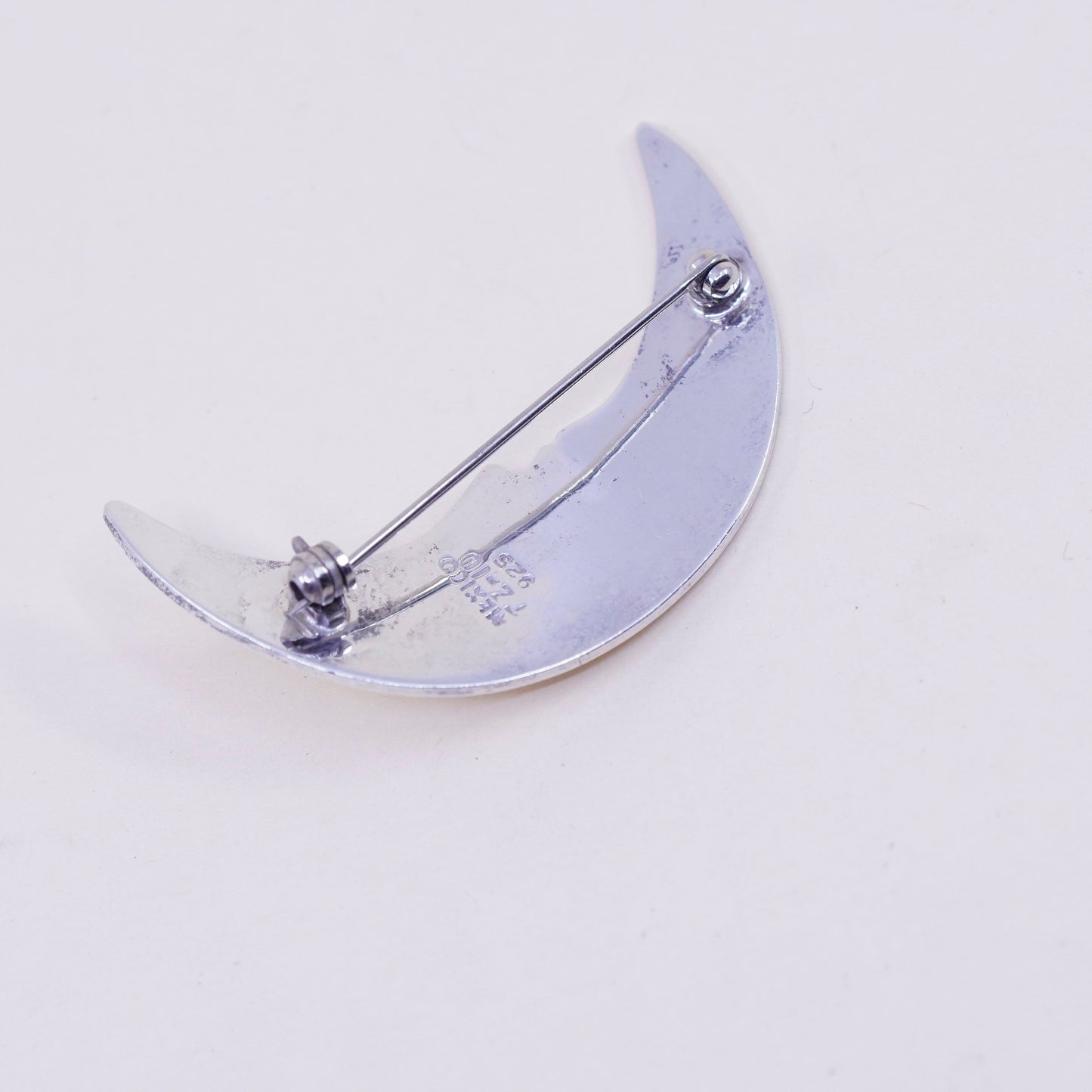 Vintage sterling silver handmade moon face, 925 handmade brooch, antique