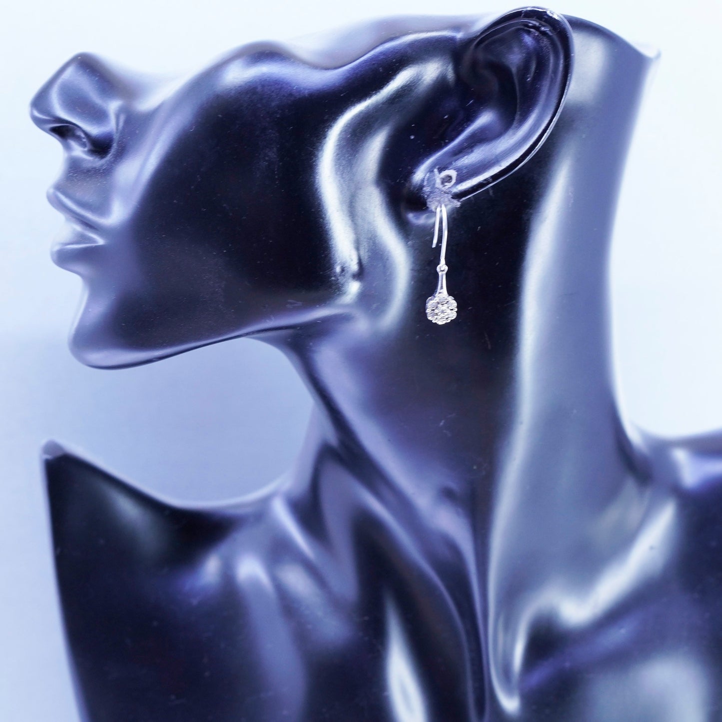 Vintage Sterling 925 silver earrings with diamond details