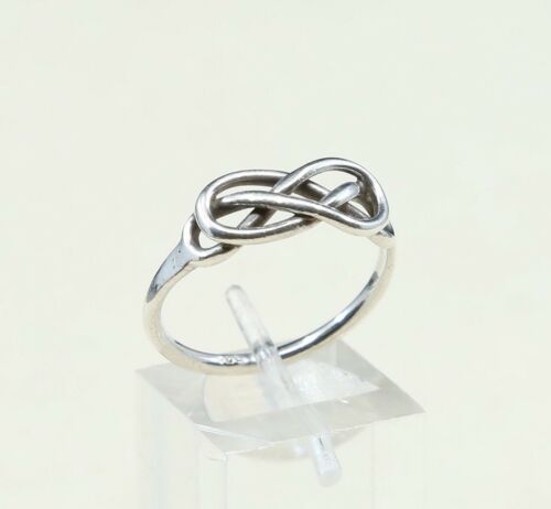 Sz 8, Vtg Sterling Silver Handmade Ring, 925 Silver knot Band