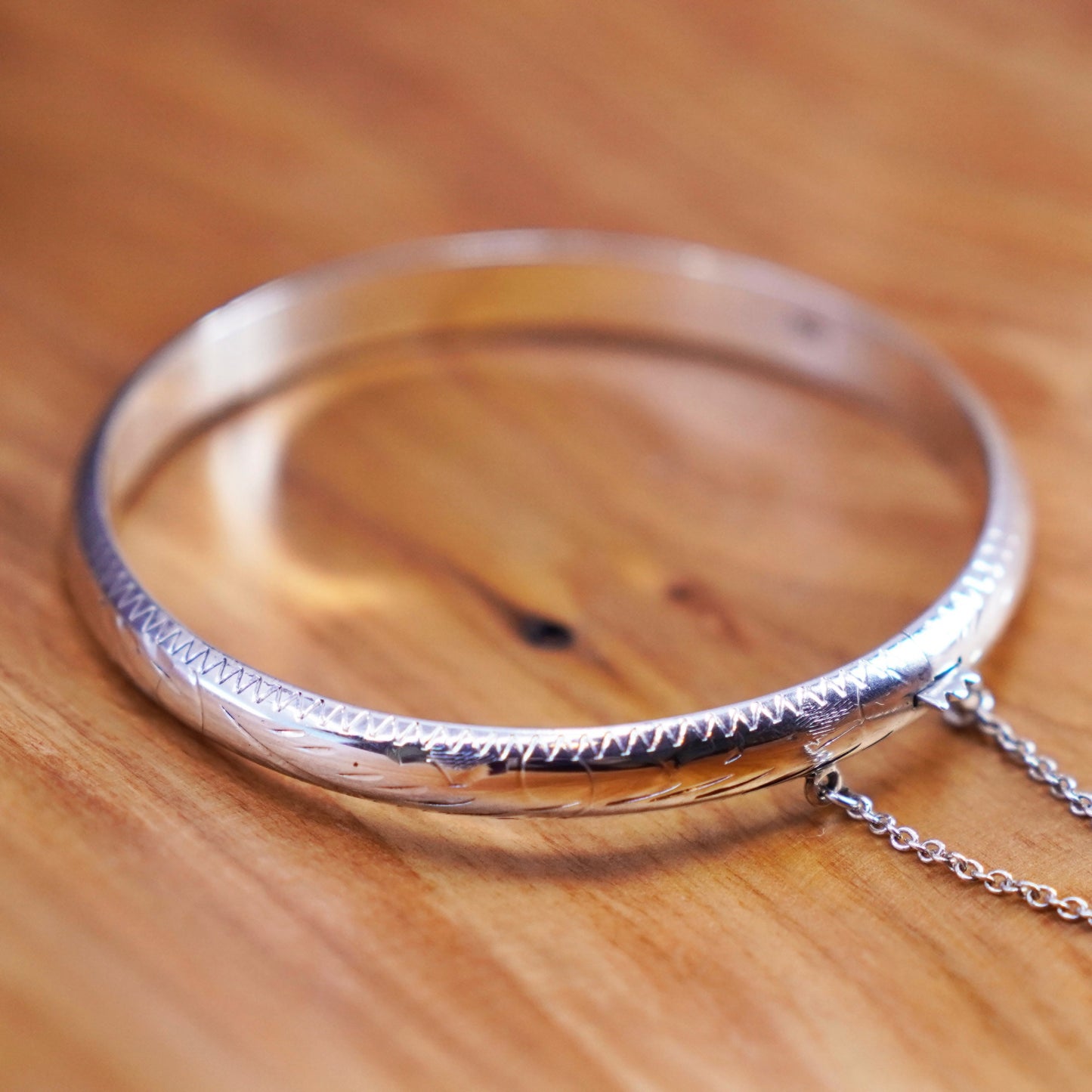7.25”, Vintage Sterling silver handmade bracelet, 925 wide hinged bangle