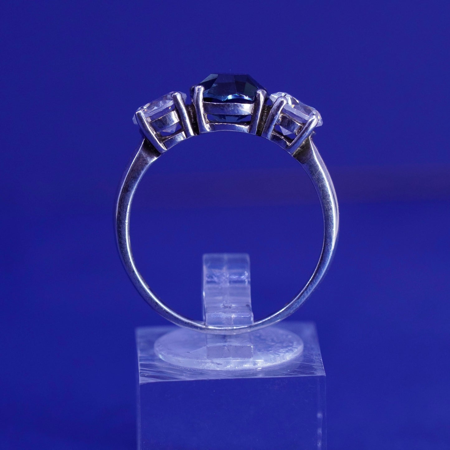 Size 10.25, vintage sterling 925 silver handmade ring with blue topaz