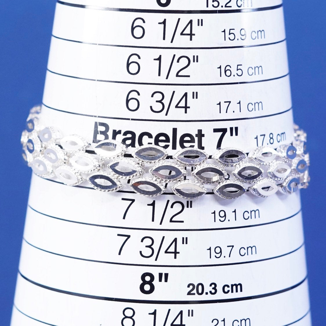 7.25", 11mm, vtg OR Sterling silver handmade bracelet, 925 tennis bracelet