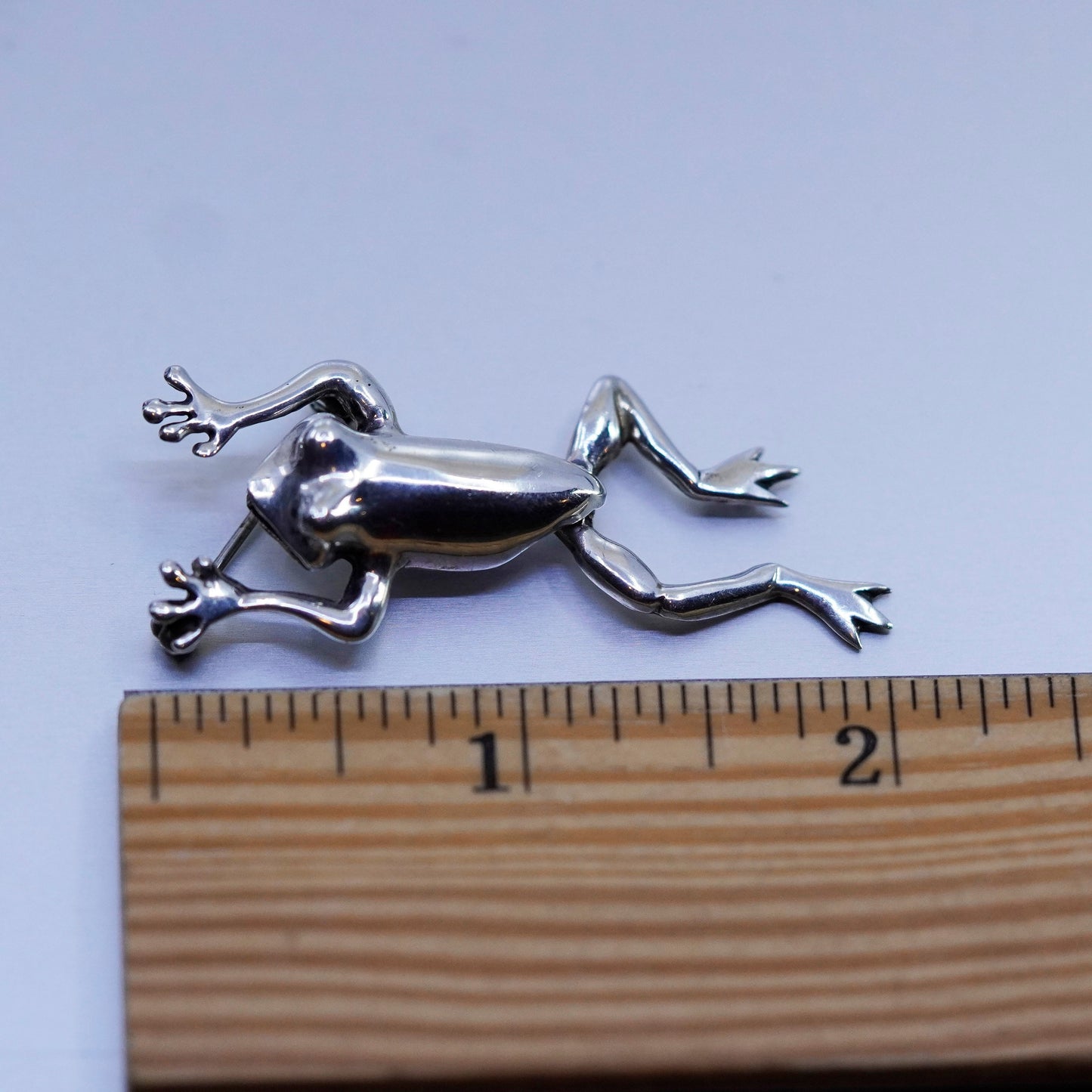 Vintage Sterling 925 Silver handmade frog Brooch pin