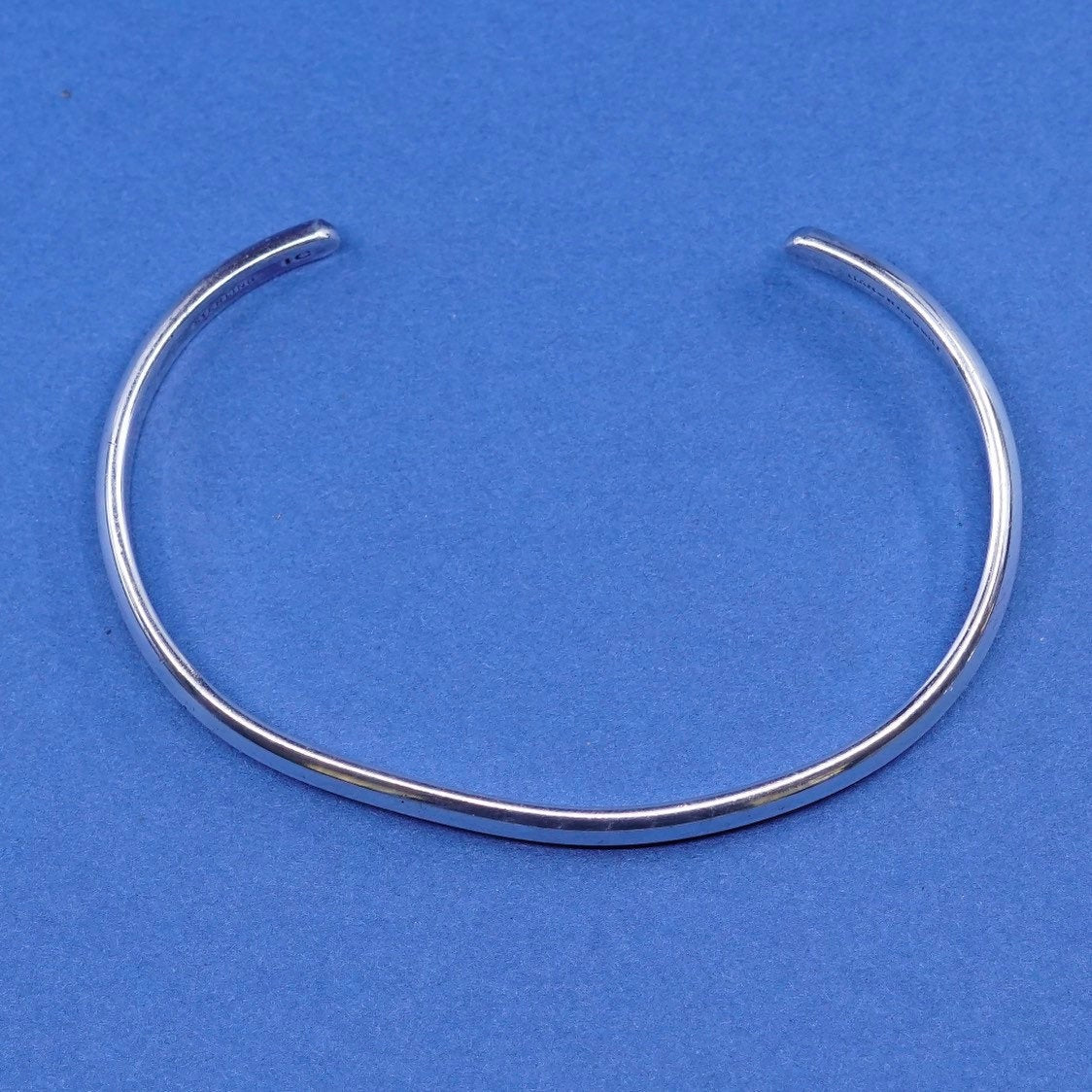 6.5", vtg sterling silver handmade bracelet, thin 925 hammered cuff
