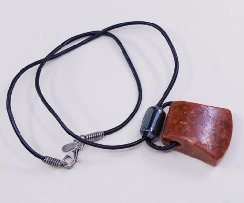 Silpada N0965 Red Sponge Coral Nugget, Leather and Sterling Silver Necklace