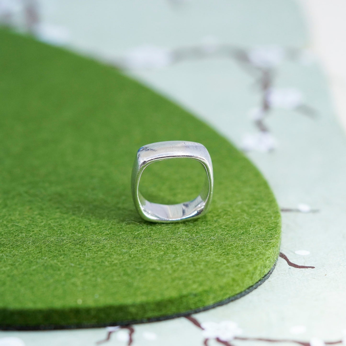 Size 9, Vintage Shube sterling silver handmade ring, 925 square band