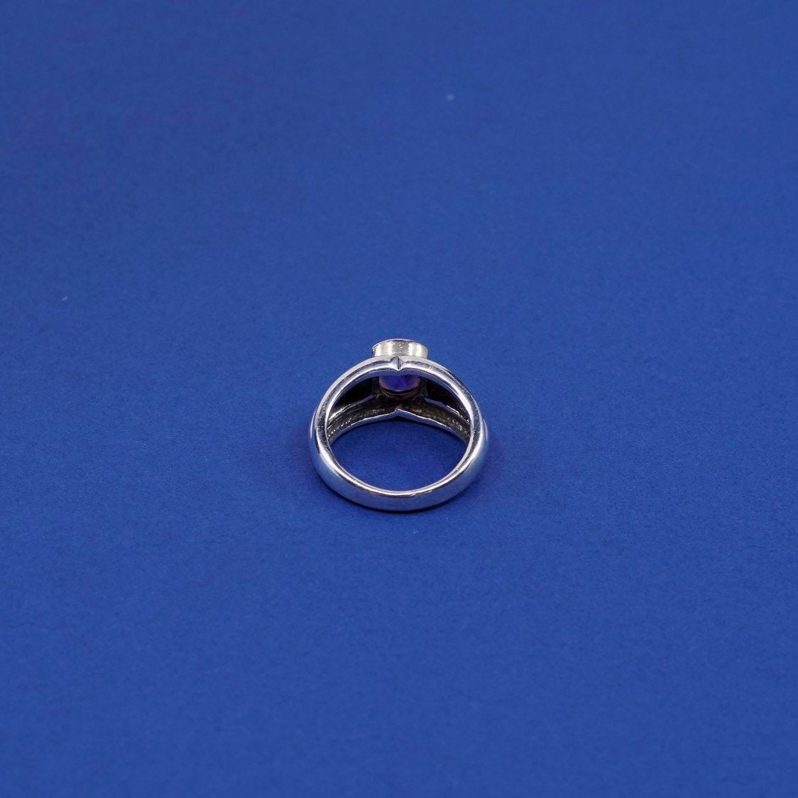 sz 8.5, vtg Sterling silver handmade 925 w/ amethyst ring