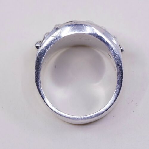 Size 7.25, Vtg Sterling Silver Handmade Ring 925 Silver Band w/ beads Around