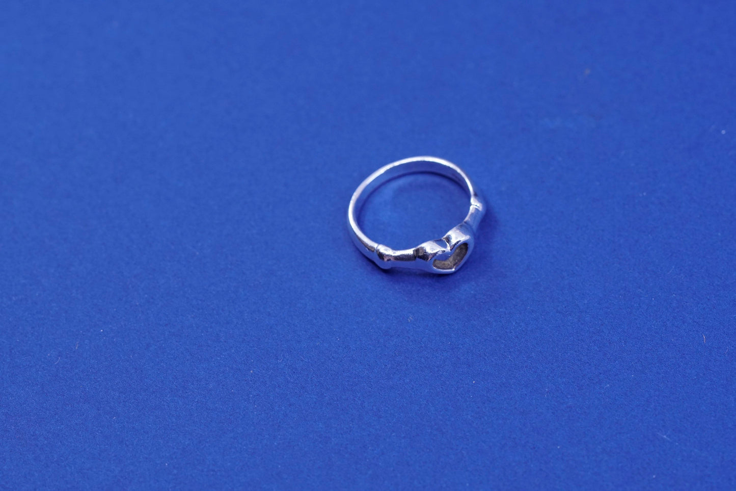 Size 5.75, vintage sterling silver handmade ring, 925 heart band