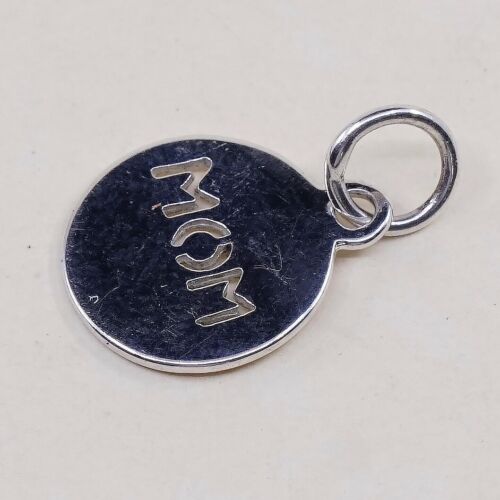 Veg sterling silver handmade pendant, 925 Round Shaped charm W/ Mom Cut Out