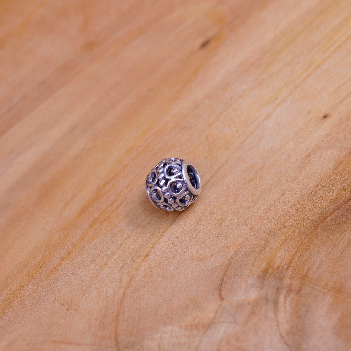 Vintage ALE Sterling silver handmade pendant, filigree 925 bead charm