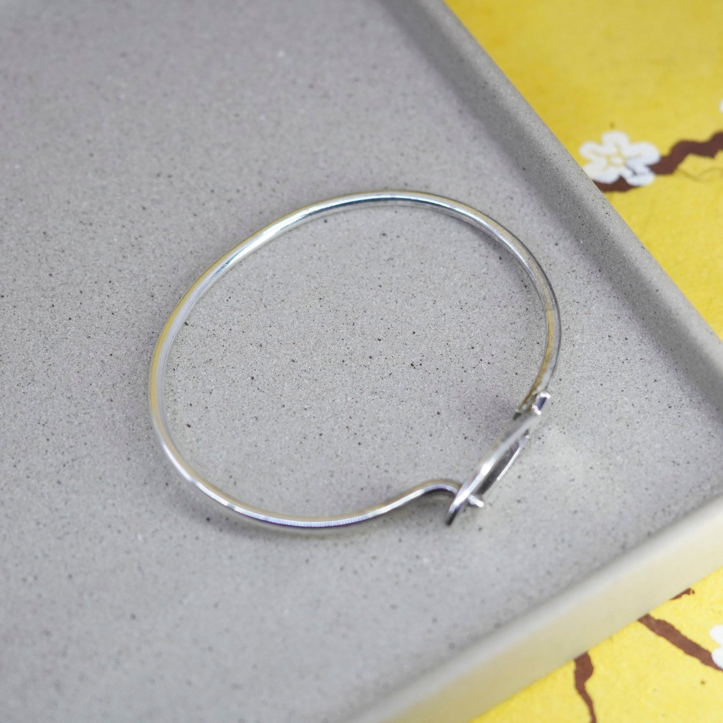 7.25”, vintage Sterling 925 Silver handmade Bangle, 925 fish hinged bangle