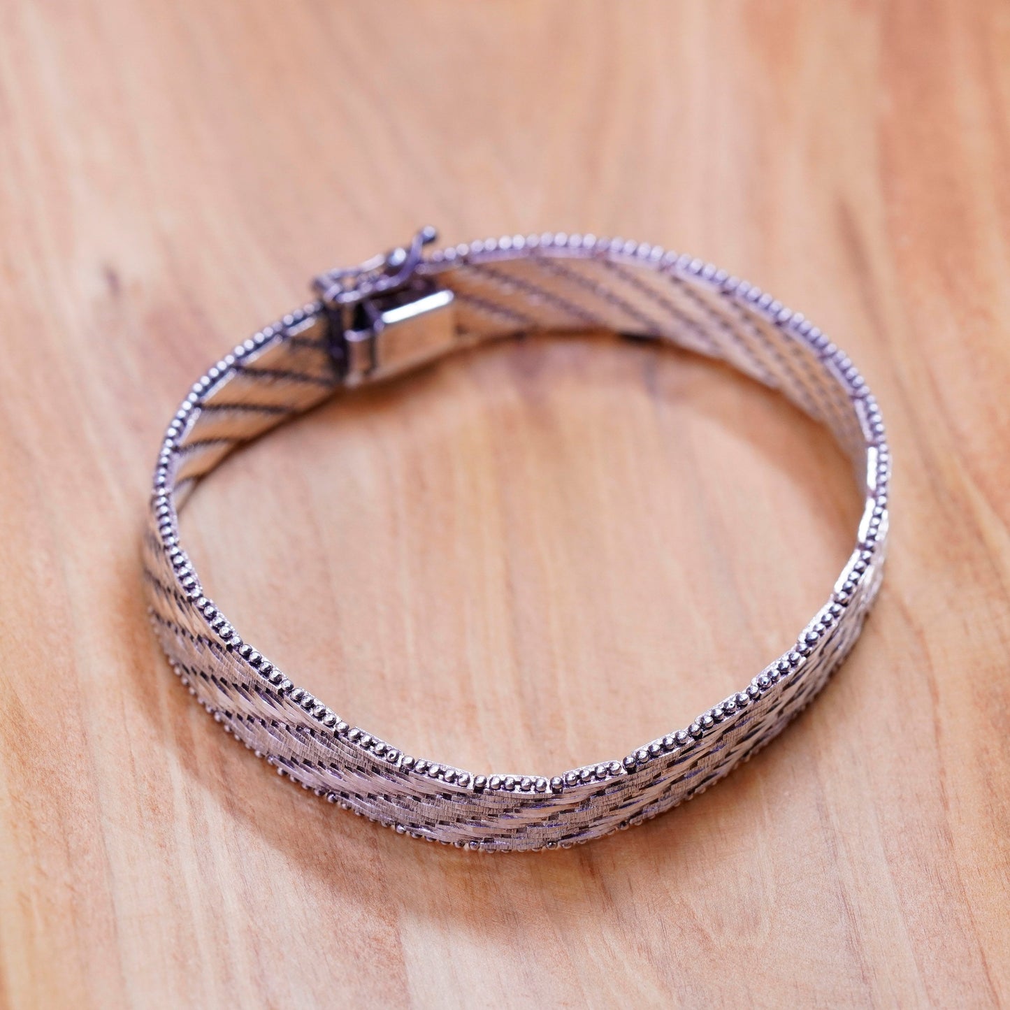7.25”, 10mm, vintage milor Sterling silver bracelet, Italy 925 Riccio chain