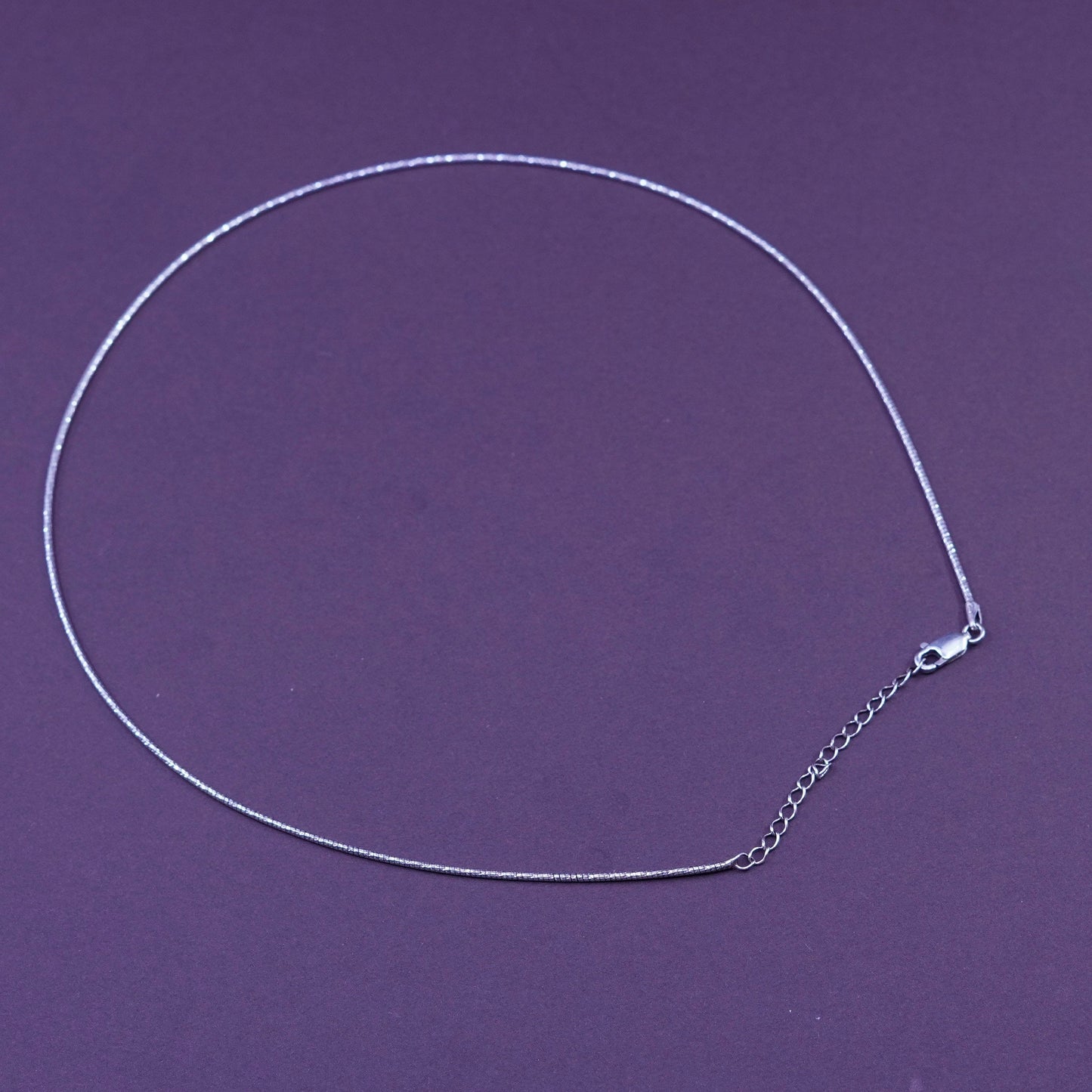 16”+1”, 1mm, vintage sterling silver snake textured chain, 925 necklace