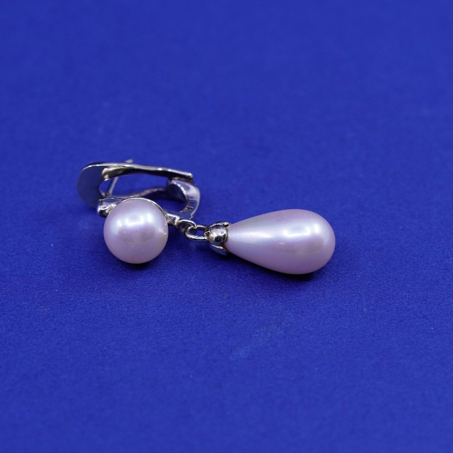 majorica antique vermeil gold over Sterling 925 silver earrings faux pearl
