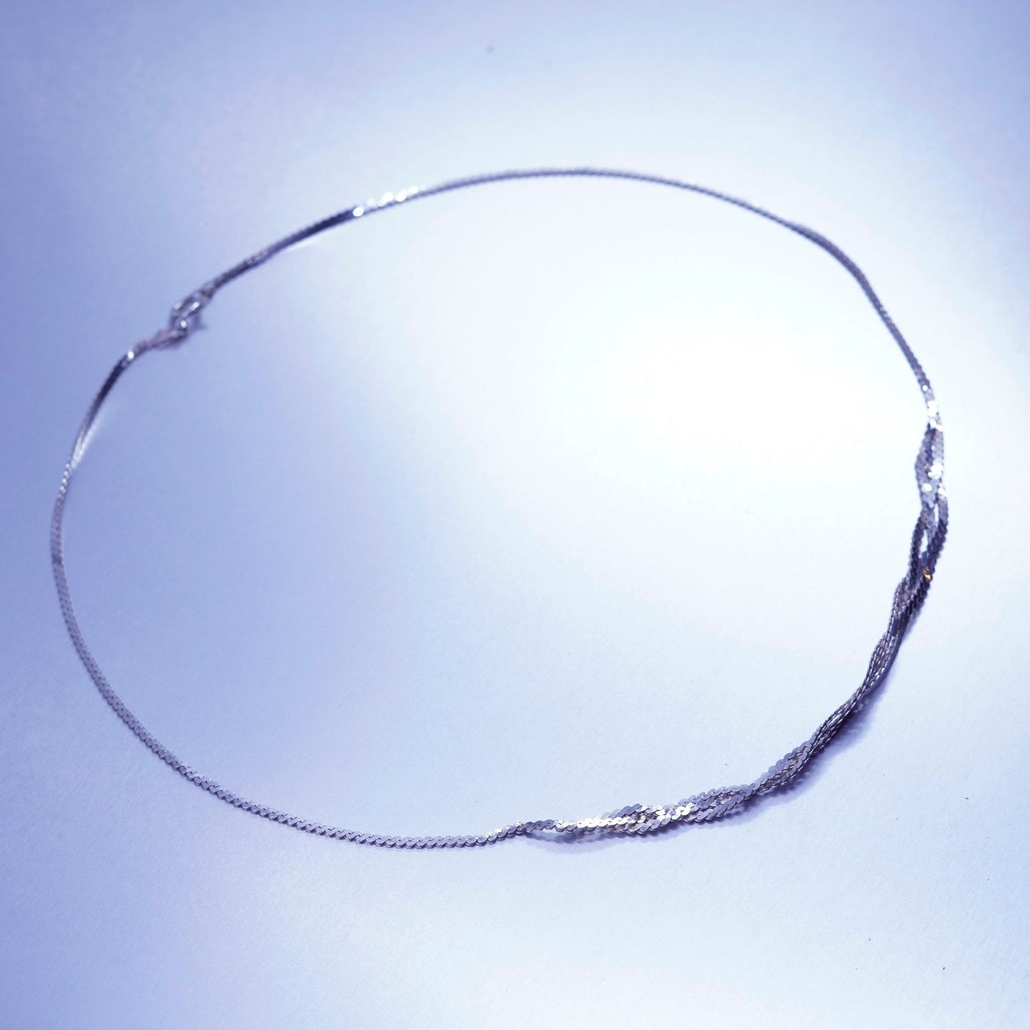 17”, vintage Sterling silver necklace, 925 s link woven braided chain