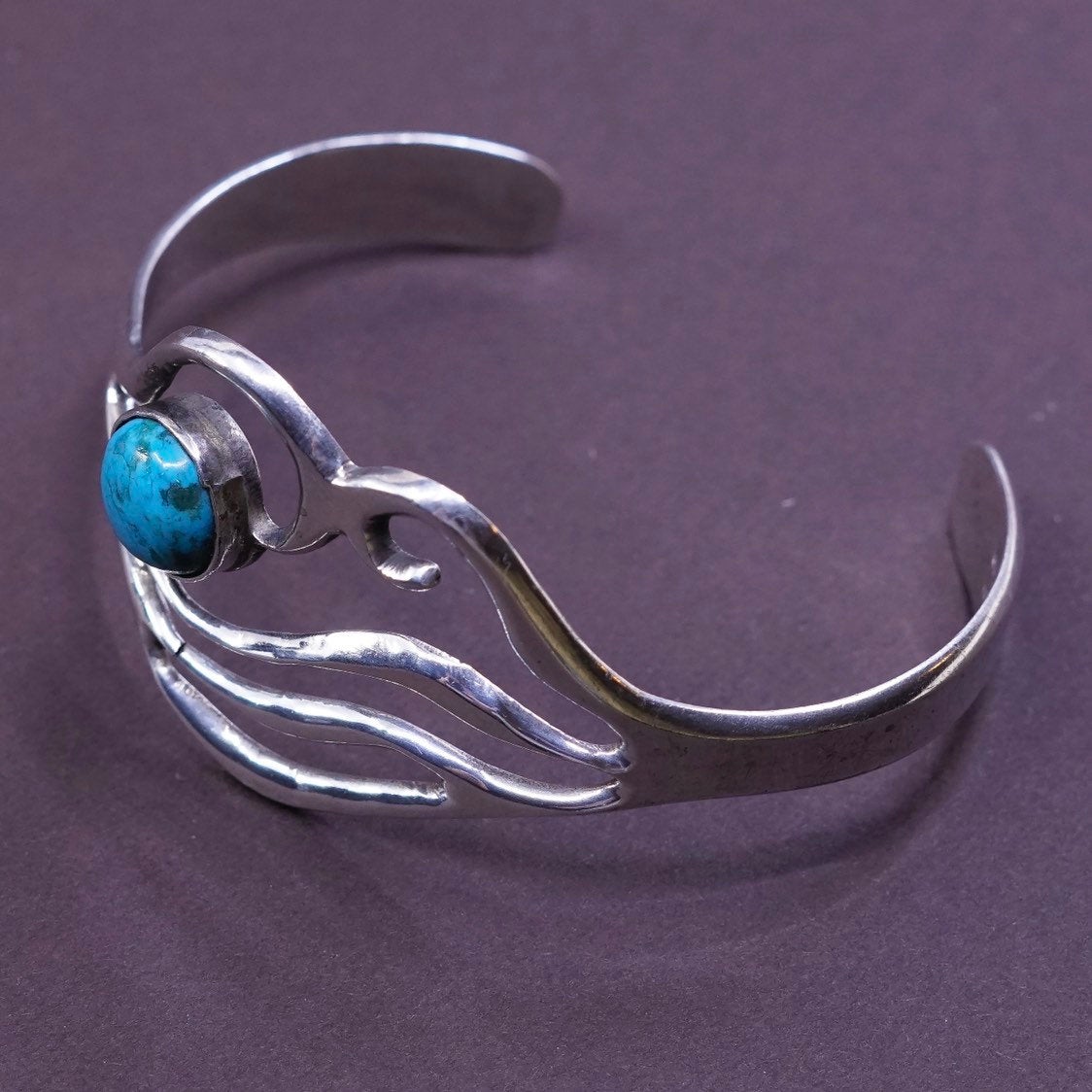 6.5” Mexico Sterling Silver Handmade Bracelet, southwestern 925 w/ turquoise
