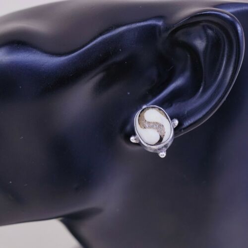 Vintage Sajen Sterling Silver Handmade Earrings, 925 Silver Studs W/ Medallion