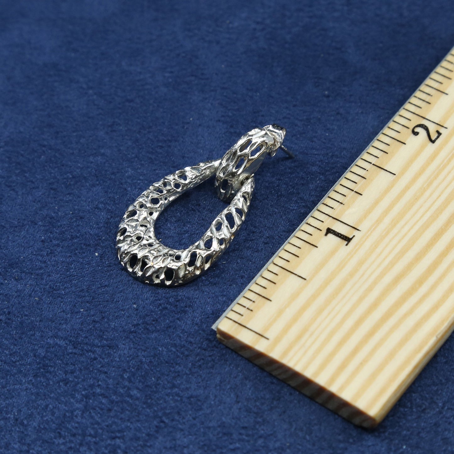 vtg Han Sterling silver handmade earrings, 925 clip on hoops w/ filigree